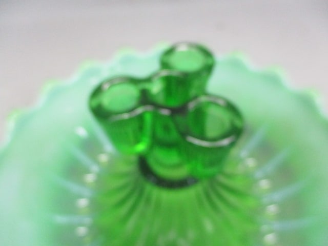 Vintage Northwood Epergne Wide Panel Opalescent Green - 8