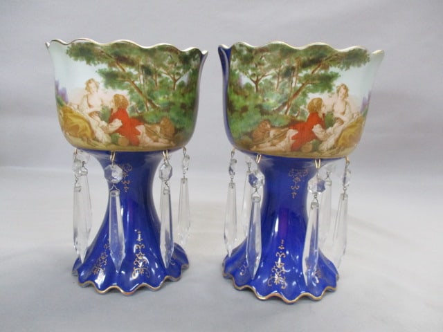 Limoges Cobalt Blue Pedestal Bowl Mantel Lusters (1 of 6)