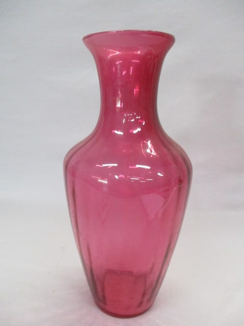 Vintage Pilgrim Cranberry Glass Vase 13.5": .