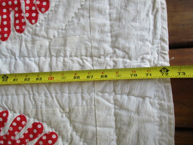 Vintage Southern Handmade Quilt Red & White Pinwheel Applique - 6