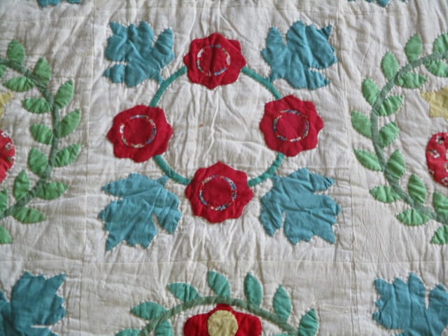 Vintage Southern Handmade Bird Applique Quilt - 4