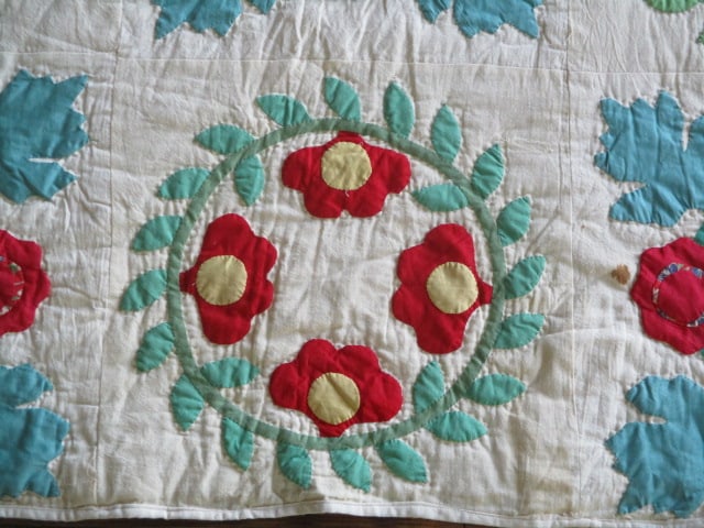 Vintage Southern Handmade Bird Applique Quilt - 5