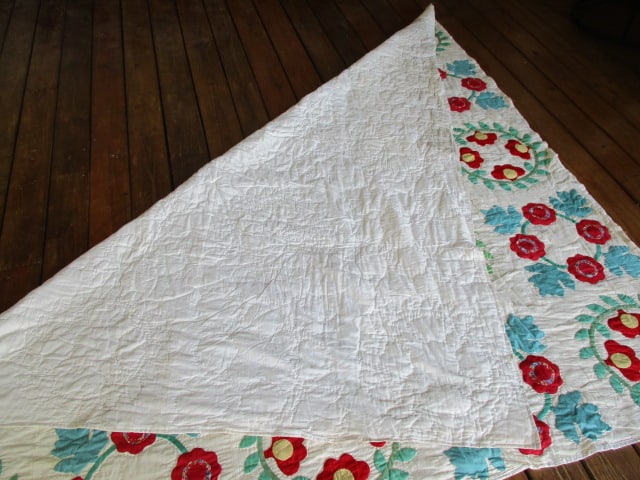 Vintage Southern Handmade Bird Applique Quilt - 8