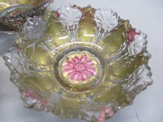 3 Vintage Goofus Glass Berry Bowls 4.5" - 3