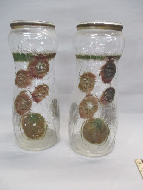 2 Vintage Goofus Glass Vases with Embossed 3D Cabbage Roses (1 of 7)