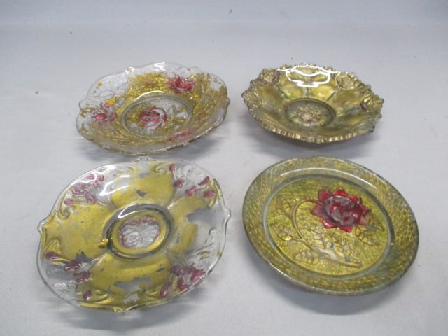 4 Small Goofus Glass Bowls: .
