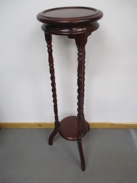 Mahogany Barley Twist Plant Stand 41" (1 of 6)