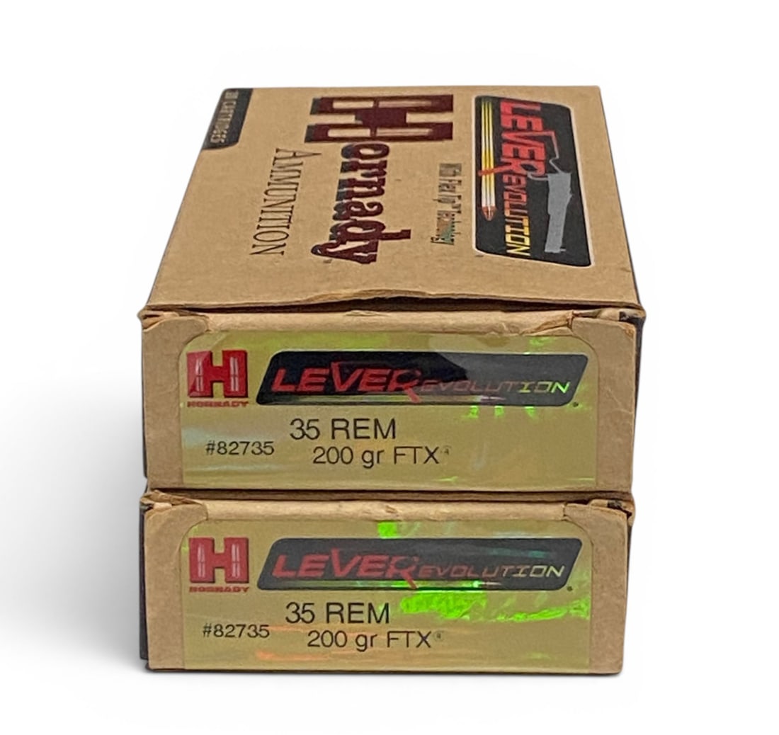36rds. of .35 REM. 200gr. FTX Hornady LeverEvolution Ammunition: One full, one partial