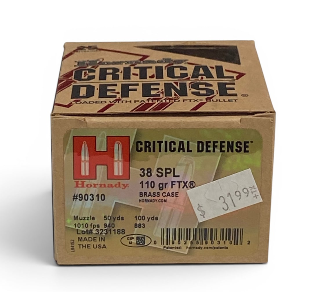 NIB 25rds. of .38 SPECIAL 110gr. FTX Hornady Critical Defense Brass Ammunition: See Photo(s).