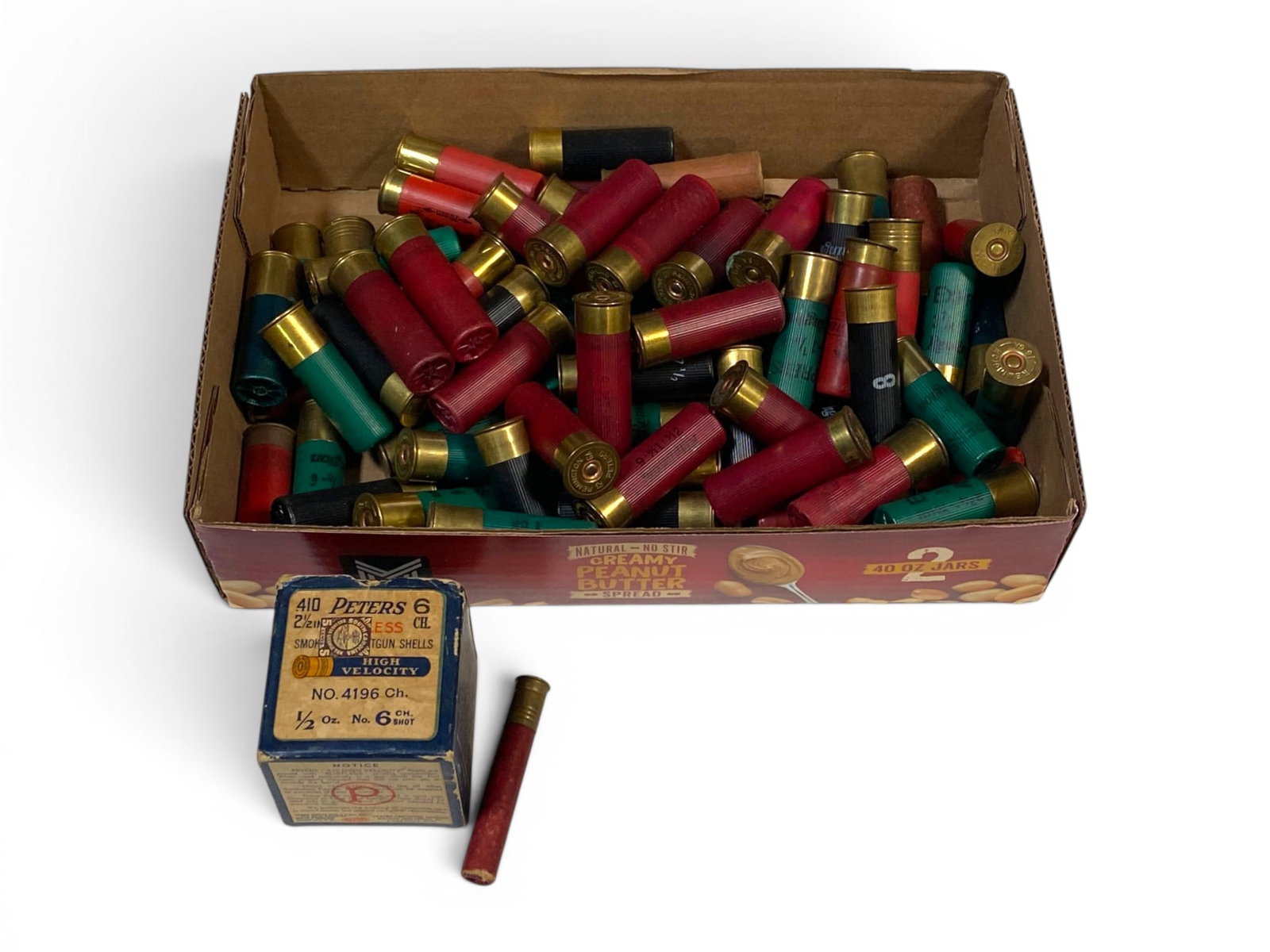 Approx. 7 Lbs. Of 16 GA. Shotgun Ammunition and (1) .410 in Vintage Peter’s Box: See photos. Appears to be mostly Remington with some Winchester as well
