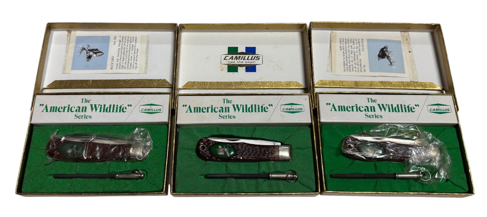 (3) NIB The “American Wildlife” Series by Camillus Knives: See Photo(s).