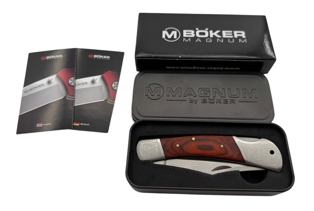 NIB Boker Magnum Folding Pocket Knife in Tin: See Photo(s).