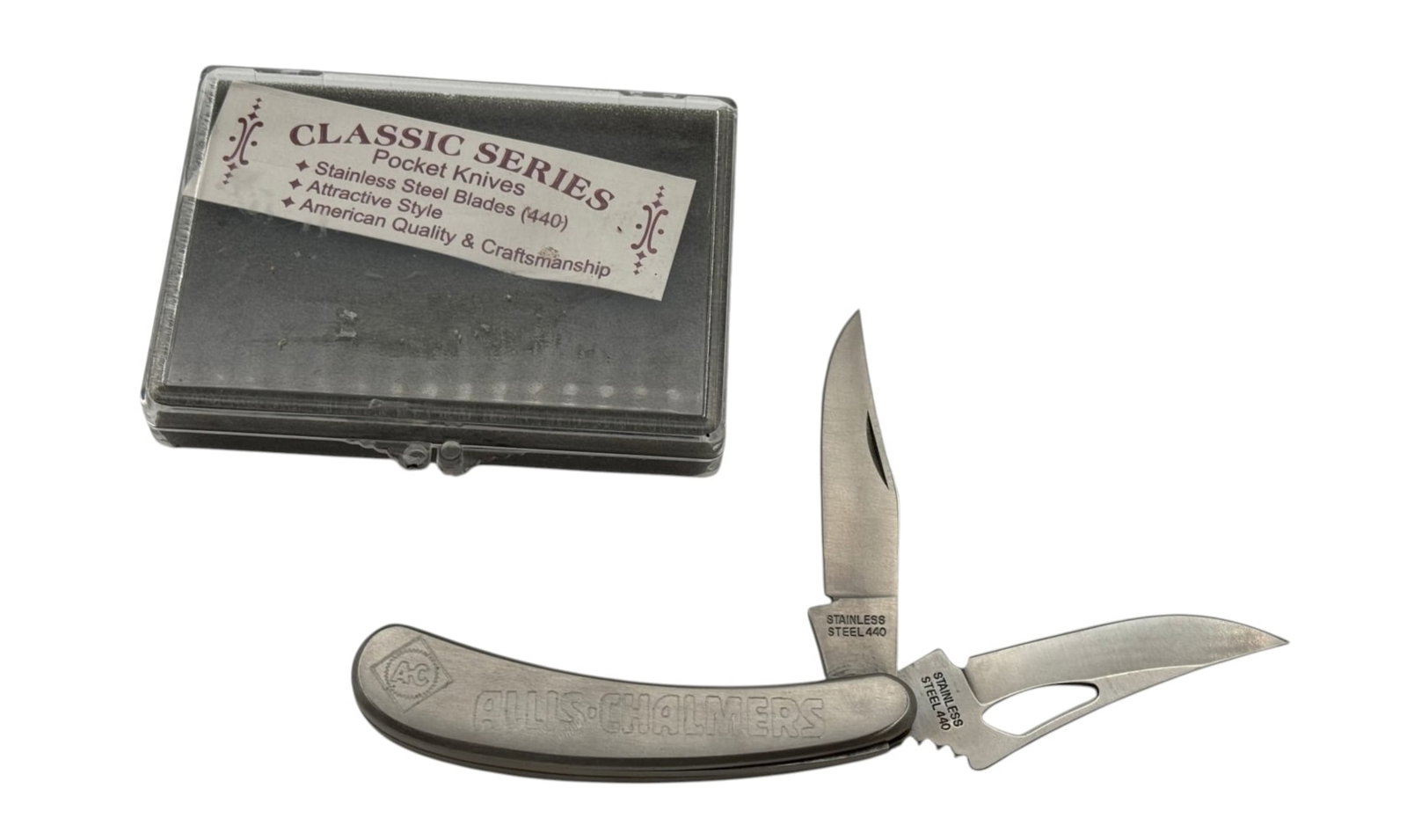 Allis Chalmers Classic Series 2-Blade Pocket Knife in Case: See Photo(s).