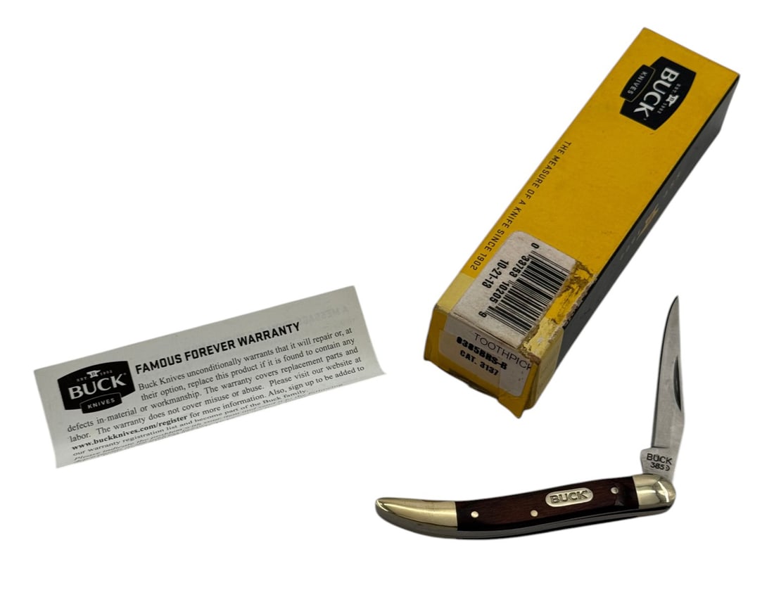 NIB BUCK 385 Toothpick Single-Blade Folding Pocket Knife (1 of 7)