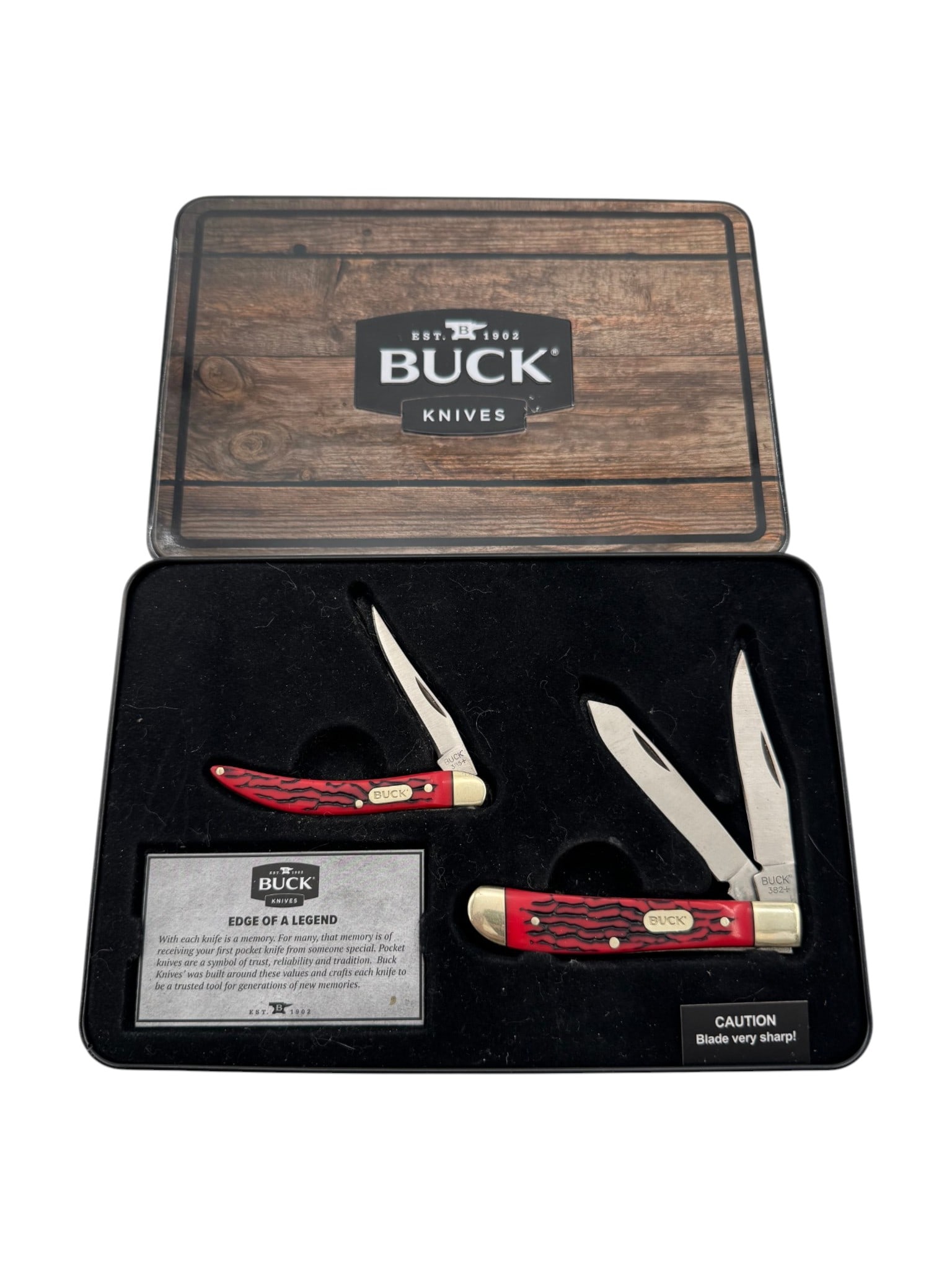New BUCK 385 Toothpick + 382 Trapper Knife Combo in Collector’s Edition Tin (1 of 3)