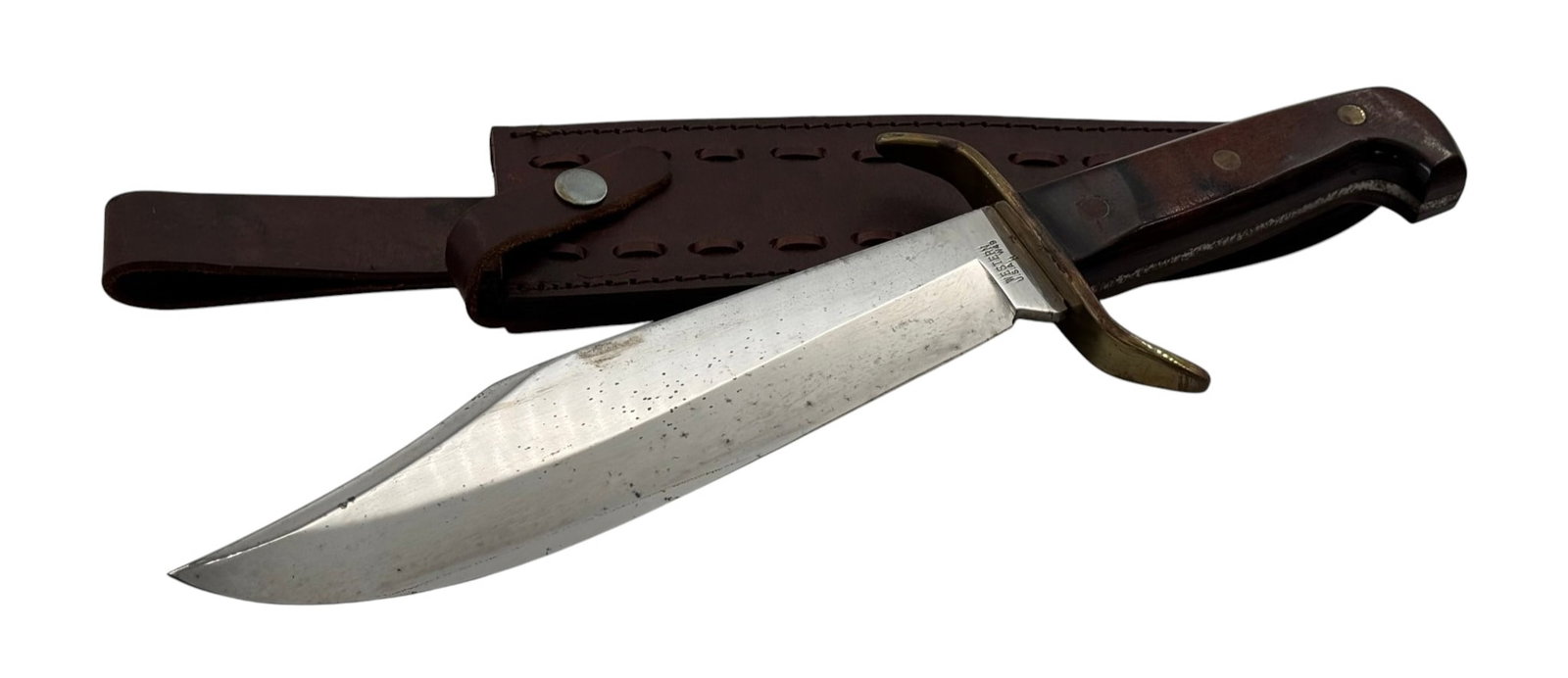 Western W49 “H” Fixed Blade Bowie Knife with Leather Sheathe (1 of 12)