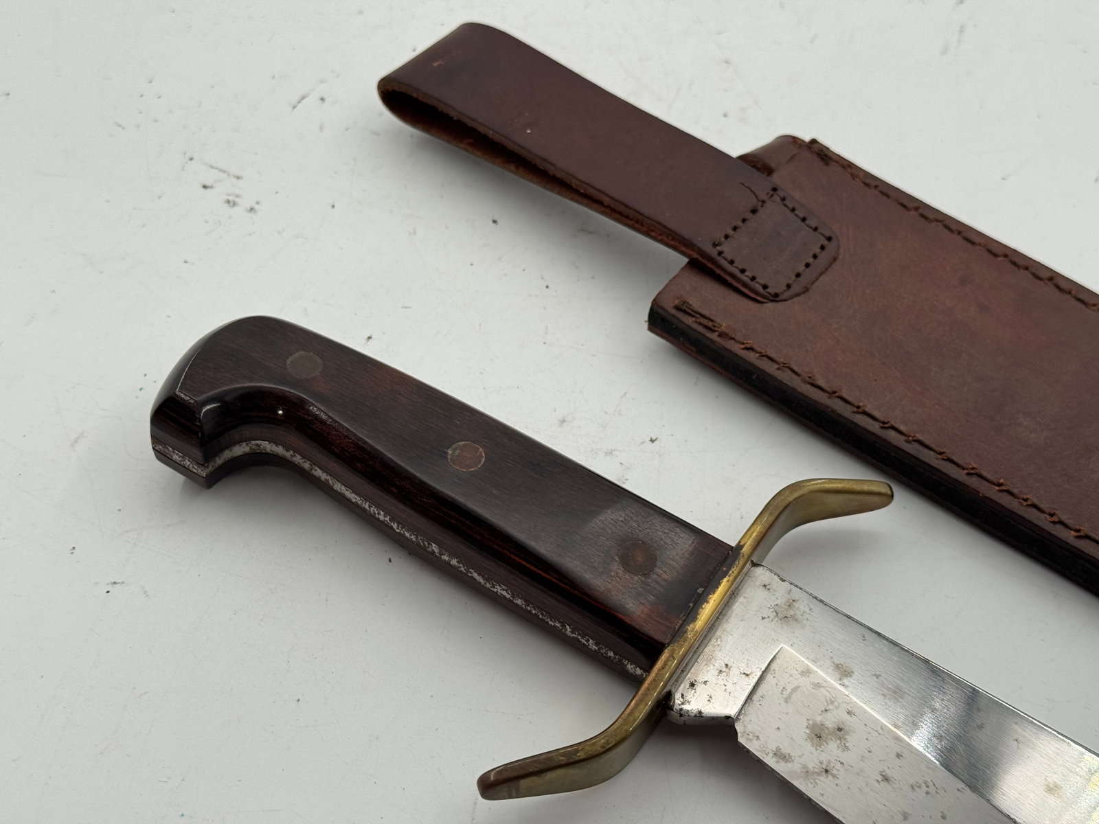 Western W49 “H” Fixed Blade Bowie Knife with Leather Sheathe - 6