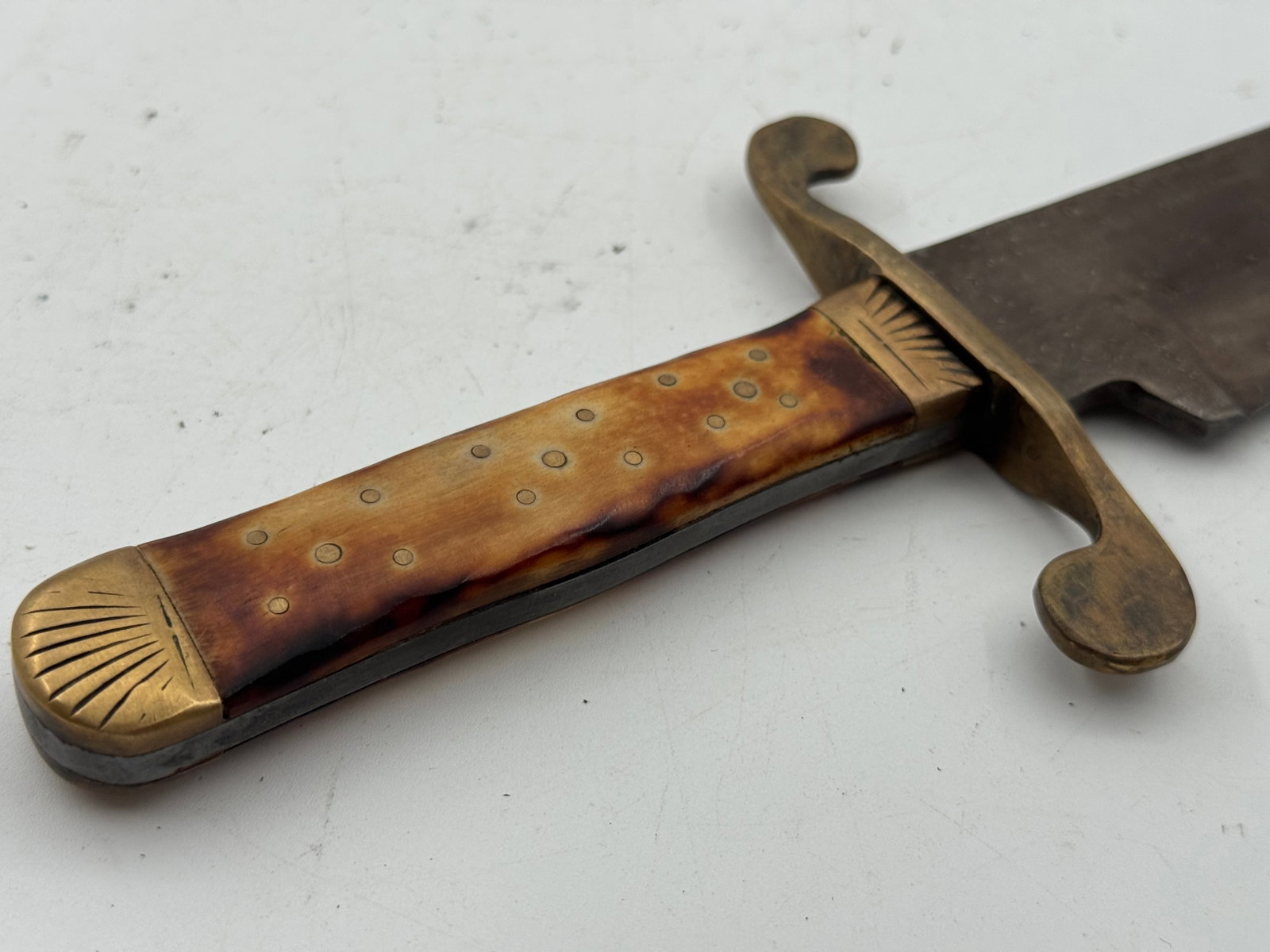 Unmarked Possible Confederate Bowie Knife with Leather Sheathe - 11