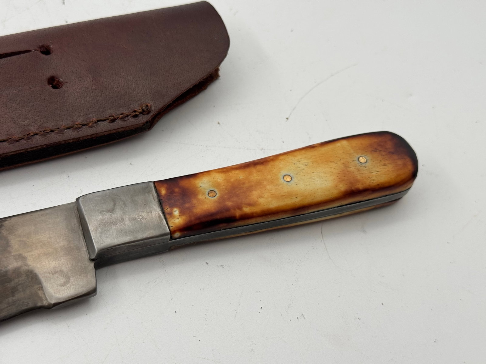 Pine Ridge Indian Police 1891 Marked Fixed Blade Knife with leather sheathe - 5