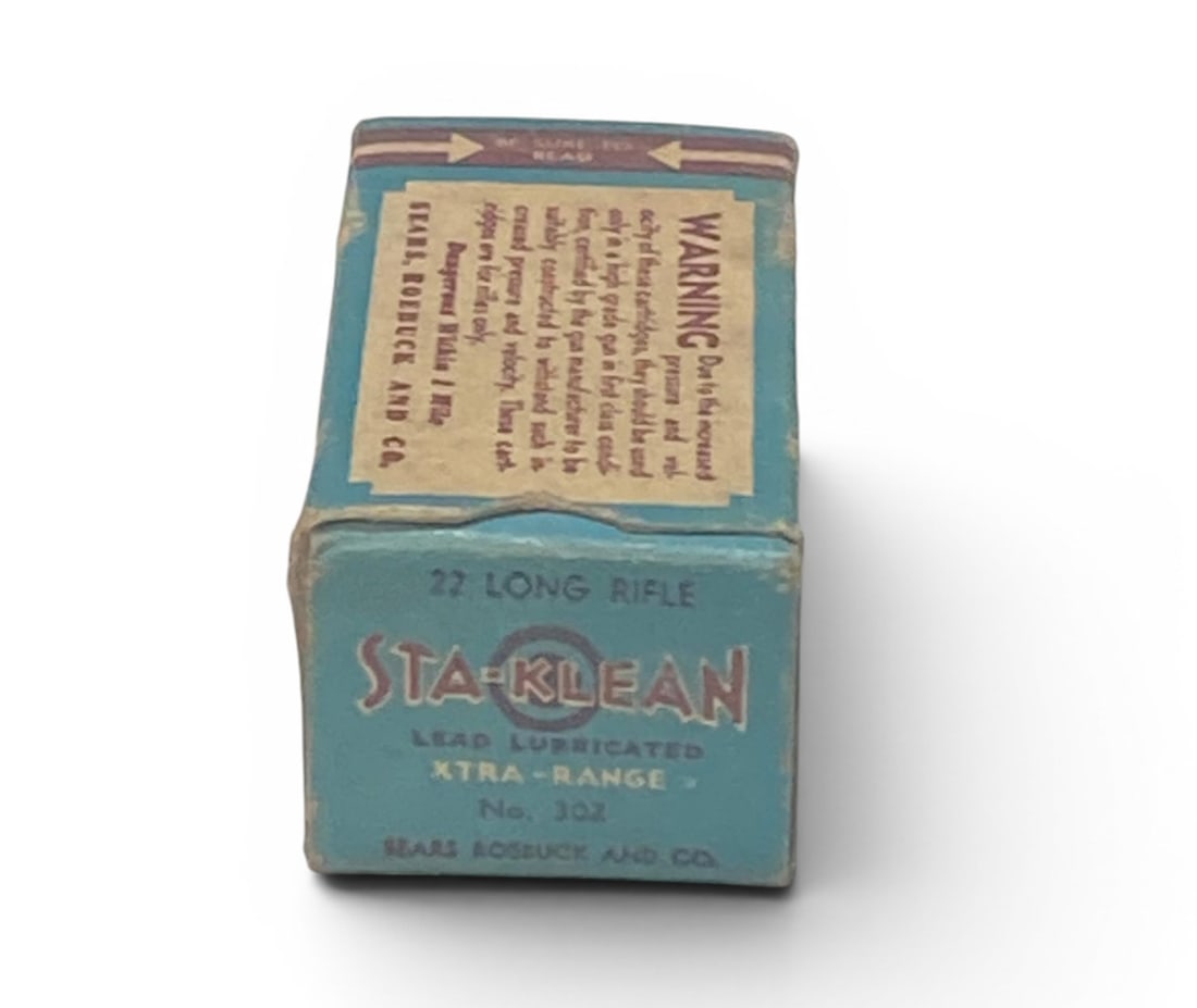 Vintage 50rds. of .22 LR Sta-Klean Lead Xtra-Range Rim Fire Ammunition: Ammo shows pretty significant corrosion. See photos