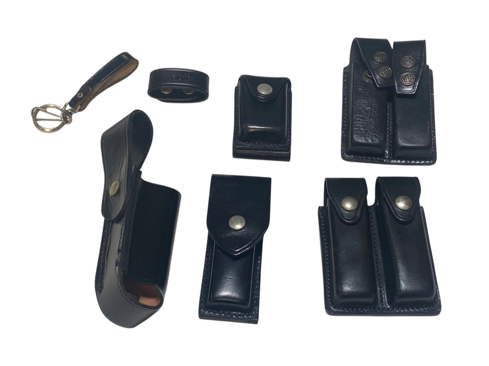 (6) Leather Police Surplus Black Leather Pouches and More (1 of 7)