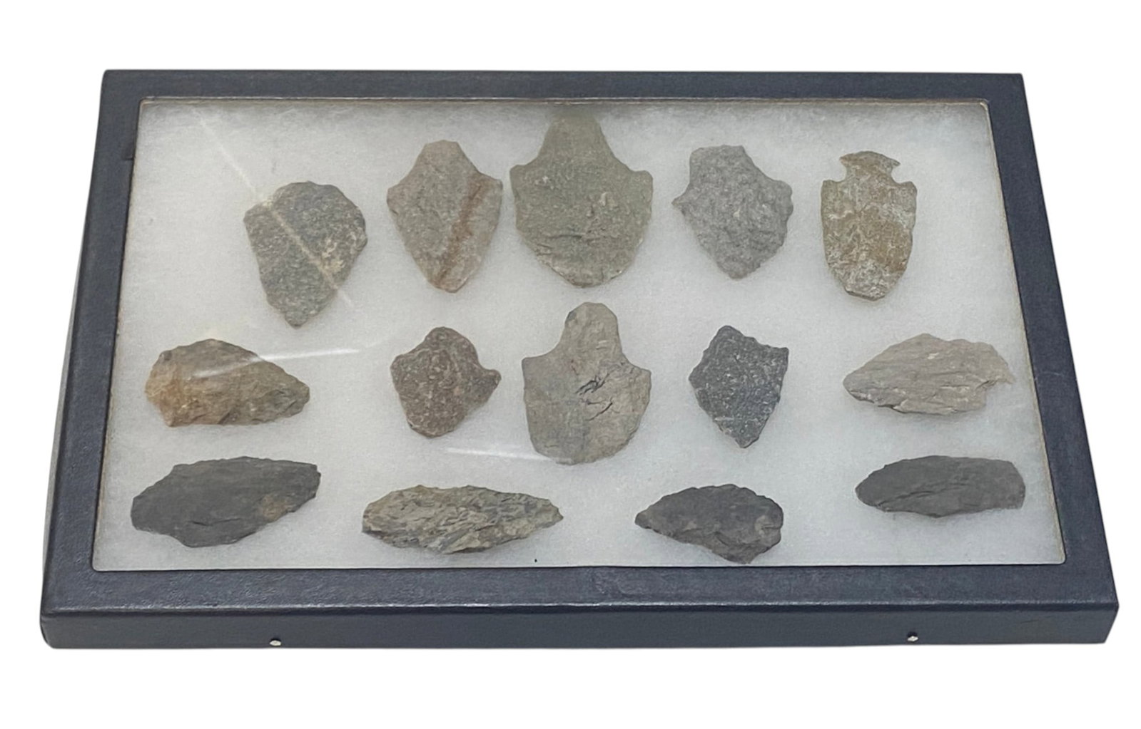 14-Pc. Native Artifact Spear Point / Arrowhead Collection in Riker Case (1 of 5)