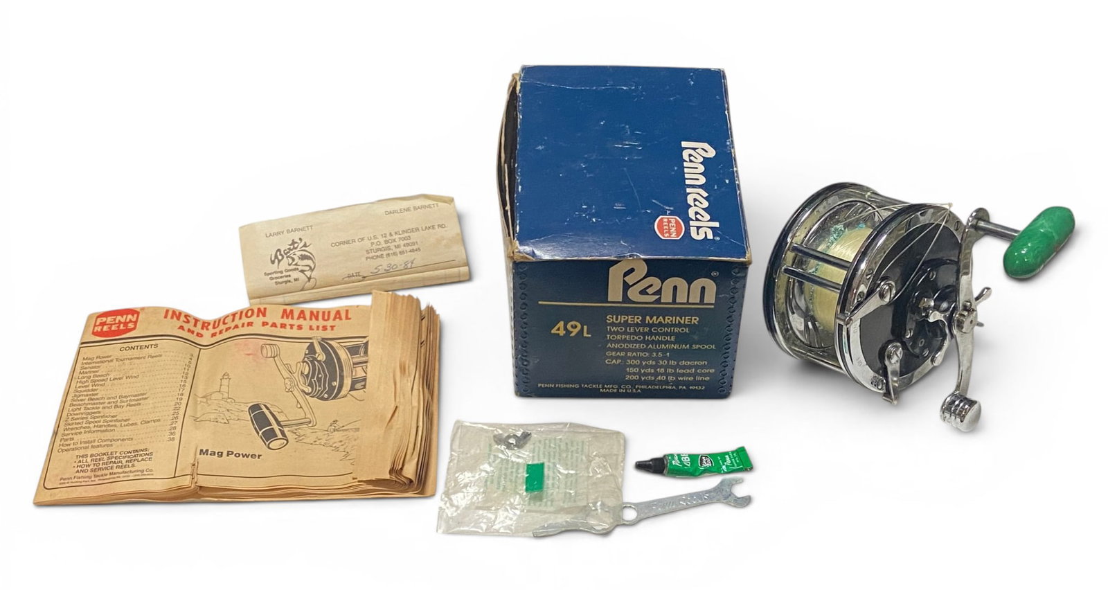 Penn 49L Super Mariner Fishing Reel in Box with Manual and Accessories (1 of 12)