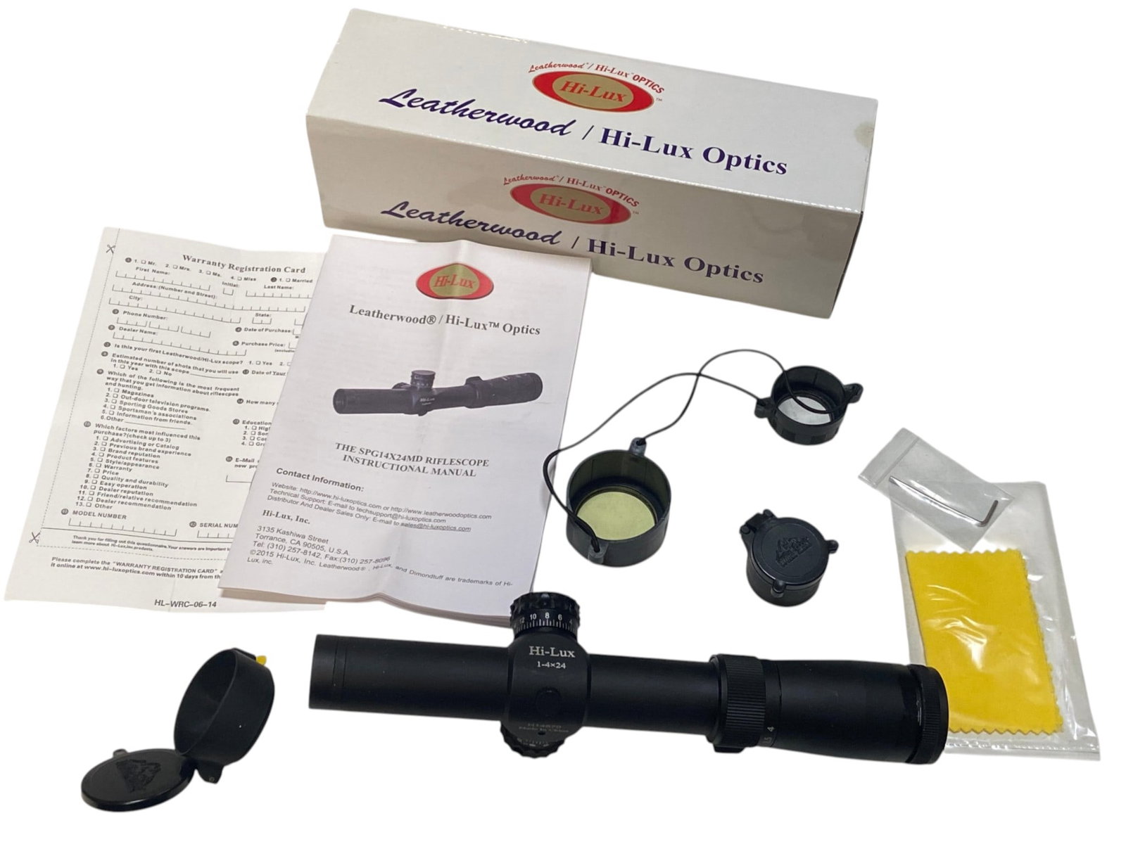NIB Hi-Lux Optics SPG C.Q.B. 1-4x24 AR Scope with Mil-Dot BDC Reticle with Manual and Tool in Box (1 of 7)