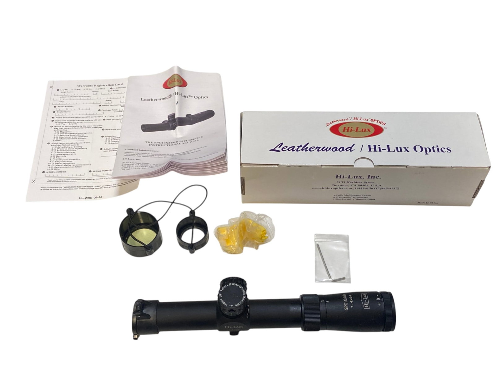 NIB Hi-Lux Optics SPG C.Q.B. 1-4x24 AR Scope with Mil-Dot BDC Reticle with Manual and Tool in Box (1 of 9)