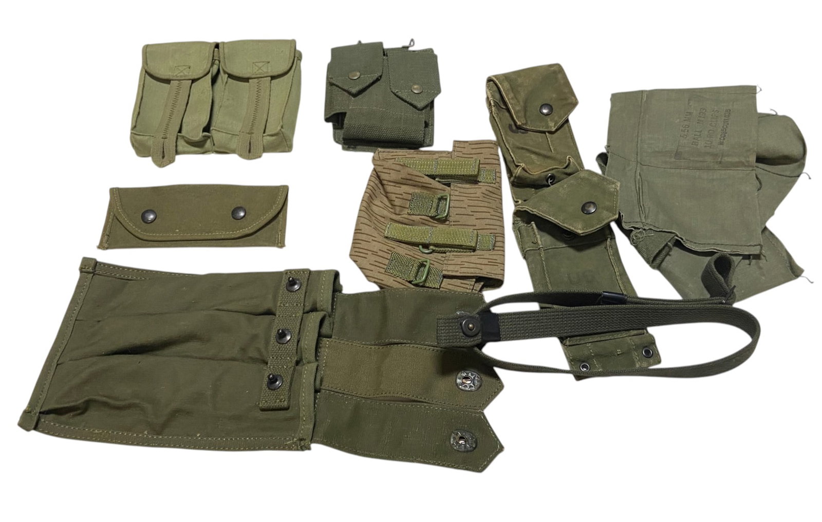 (9) Pouch Lot: Misc mag pouches of various countries & sling. See Photos