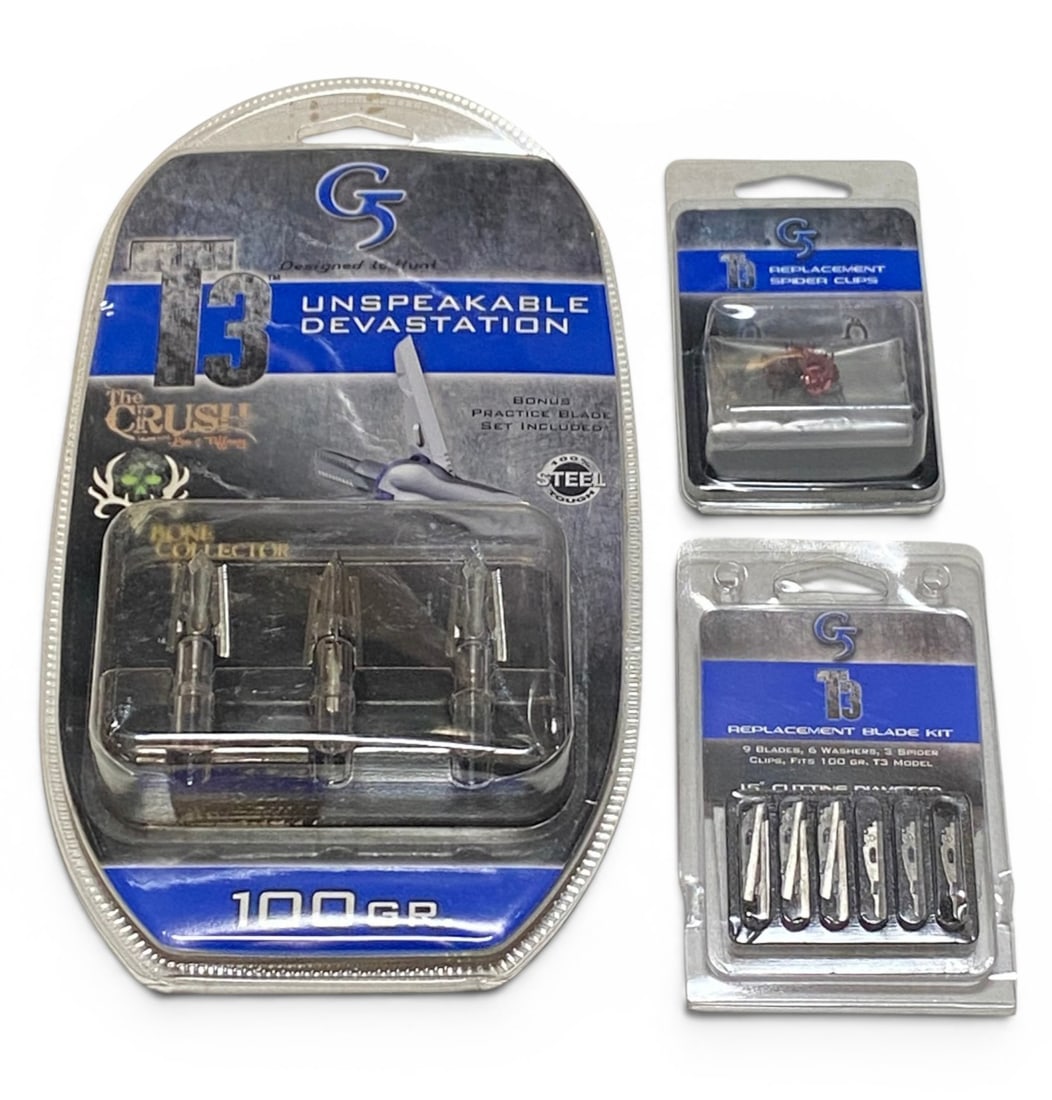 Lot of NIB G5 T3 Broadheads, Replacement Blades and Replacement Spider Clips (1 of 5)