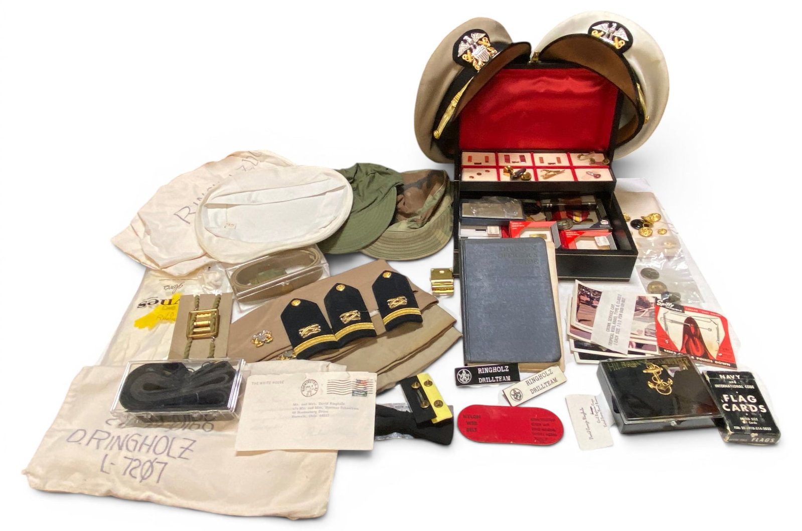 Vietnam USN Veteran Grouping to David Ringholz with Citadel Items: David George Ringholz 1948-2022. David served in the US Navy from 1972-1977. He was a dedicated civil engineer for the Naval Facilities Engineering Command | included in this grouping: photos, navy