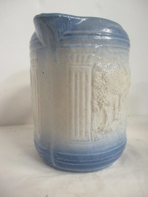 Vintage Salt Glaze Stoneware Pitcher with Tree Line Road in Relief - 3
