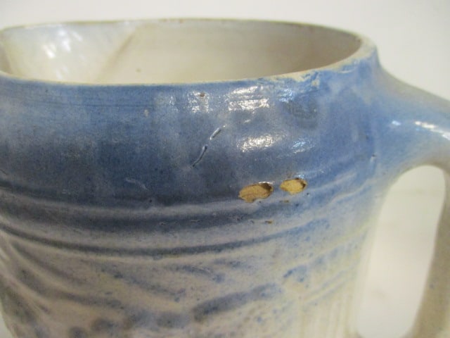 Vintage Salt Glaze Stoneware Pitcher with Tree Line Road in Relief - 9
