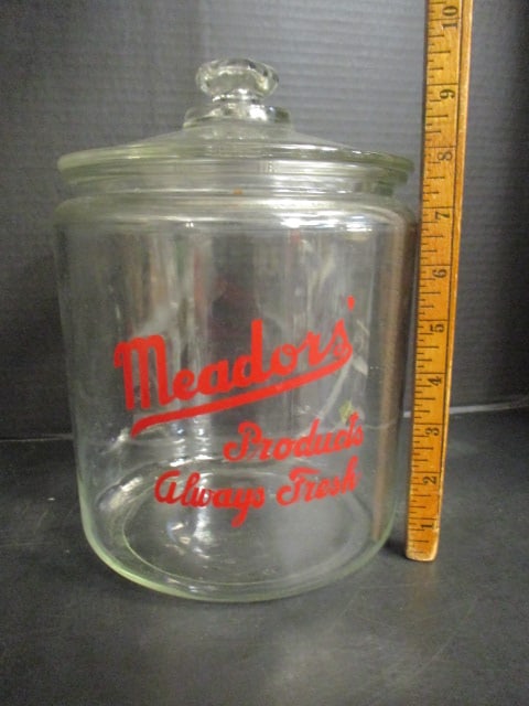 "Meador's Products Always Fresh" General Store Countertop Jar - 10