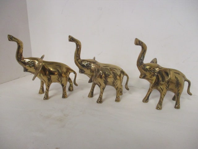 Three Brass Elephant Figures: .