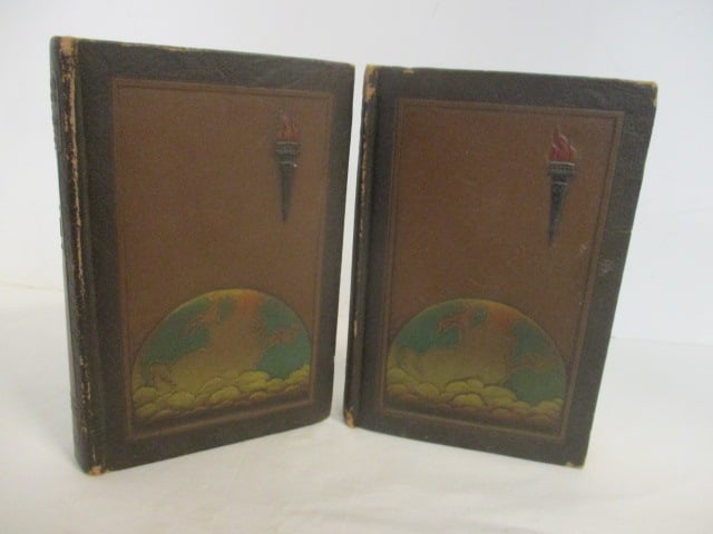 Tooled Leather Bound 1921 "Beacon Lights of History Vol. III and V" by John Lord, LL.D: some age wear-see pictures and preview