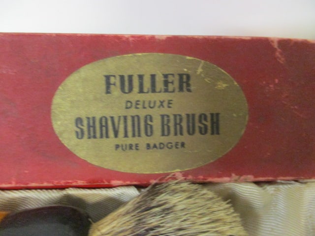 Fire King Jadeite Mug, Fuller Badger Hair Deluxe Shaving Brush in Original Box, - 2