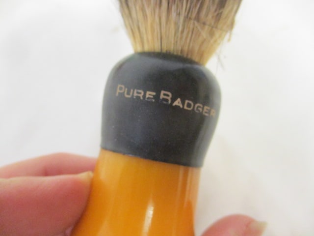 Fire King Jadeite Mug, Fuller Badger Hair Deluxe Shaving Brush in Original Box, - 6