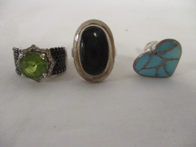 Sterling 925 Rings and Single Earring: .