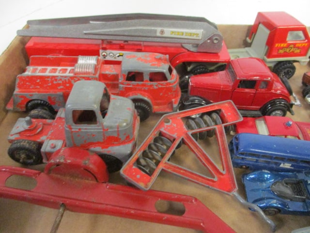 Old Metal Diecast Cars, Farm Equipment and Fire Trucks - 4