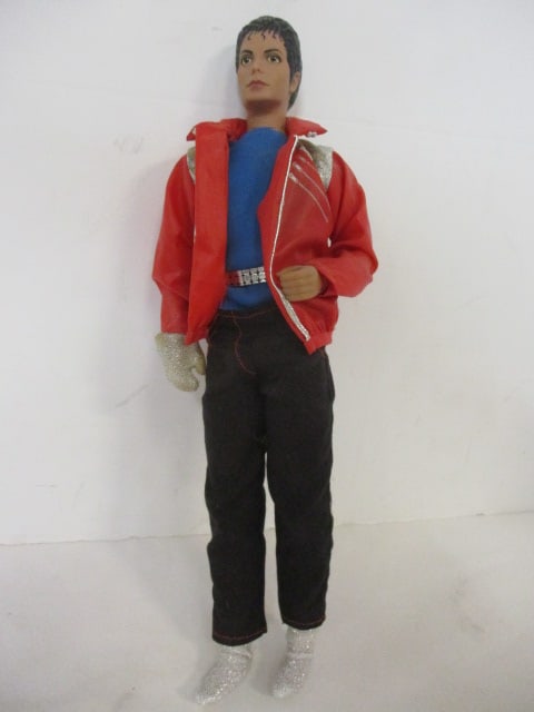 Micheal Jackson Action Figure Doll: 10 1/2"h, has Red "Beat It" outfit, does not have shoes