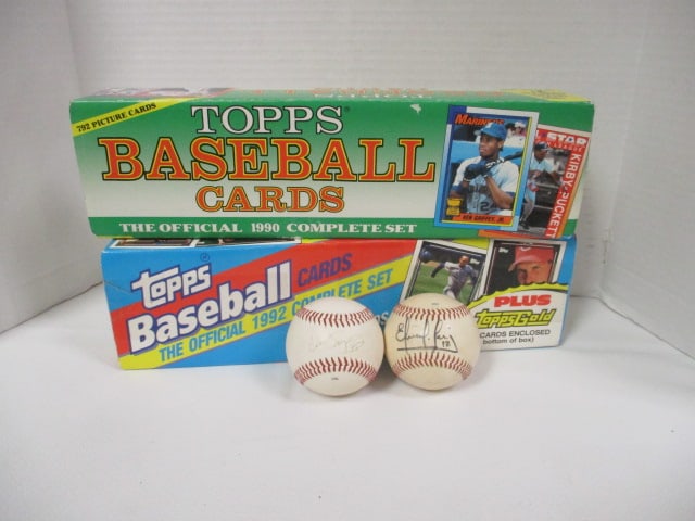 1990 and 1992 Topps Baseball Full Set Trading Cards and Signed Baseballs: See pictures and preview to determine player's signature