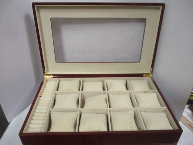 Glass Top Watch and Jewelry Box with Drawer - 2