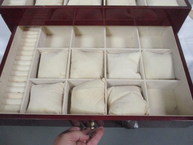 Glass Top Watch and Jewelry Box with Drawer - 3
