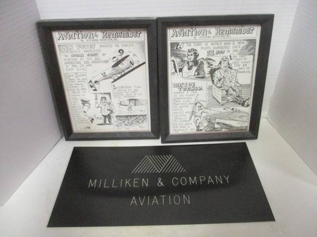 Two Framed "Aviation to Remember" Prints by Skip Shelton and "Milliken & Co. Aviation" (1 of 10)