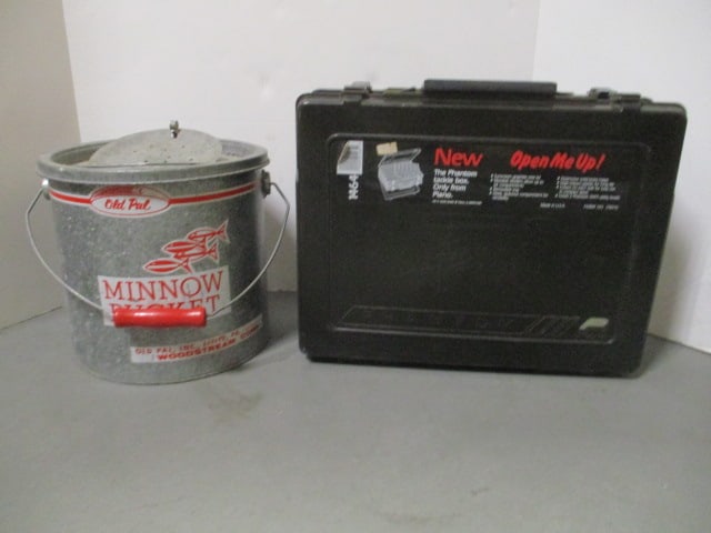 Old Pal Galvanized Minnow Bucket and Plano Phantom Hard Plastic Tackle Box (1 of 10)