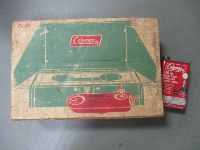 Coleman Two Burner Green Camp Stove and Coleman Fuel for Stoves: Stove in original box, No Shipping-Local Pickup Only