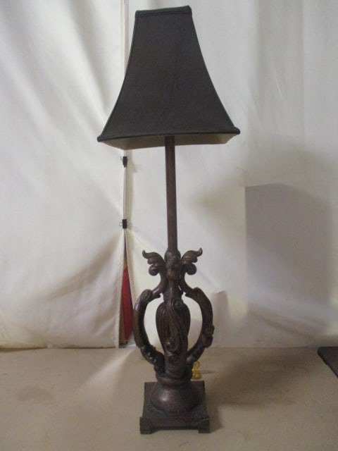 Tall Bronzed Crackle Textured Sculpted Buffet Lamp: 42"h, Local Pickup Only