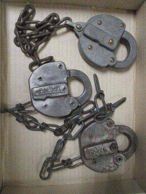 Three Old Lock and Chain Railroad Locks (1 of 11)